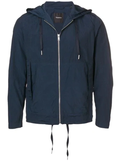 Theory Hooded Lightweight Jacket In Blue