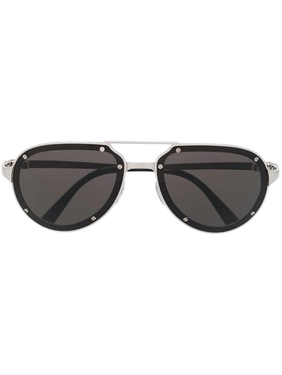 Cartier 60mm Aviator Titanium Sunglasses In Silver