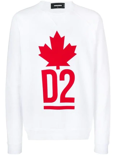 Dsquared2 Maple Leaf Logo Sweatshirt In White