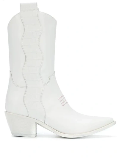 Francesca Bellavita Pointed Texan Boots In White