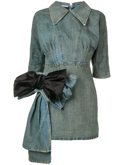 Miu Miu Bow Embellished Denim Dress - Blue