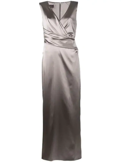 Talbot Runhof Fitted Evening Gown In Grey