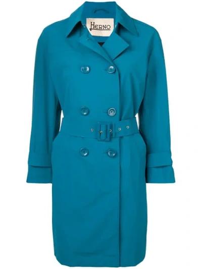 Herno Mid-length Trenchcoat In Blue