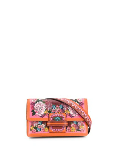 Etro Printed Leather And Velvet Belt Bag In Pink