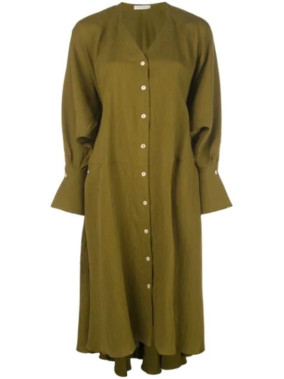 Palmer Harding Oversized Midi Shirt Dress In Green