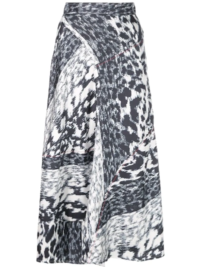 Victoria Beckham Leopard Print Asymmetric Skirt - Blue