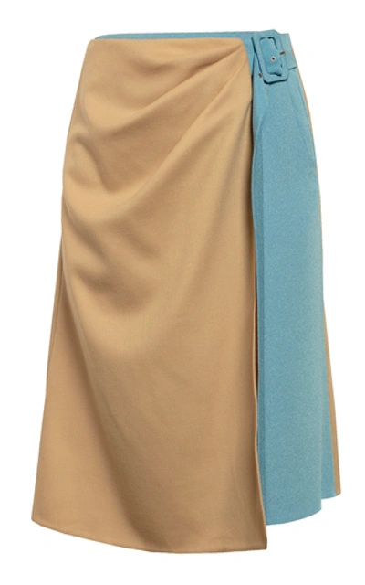 Anna October Valya Colorblocked Belted A-line Skirt In Neutral