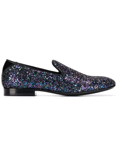 Jimmy Choo Thame Glitter Slippers In Blue