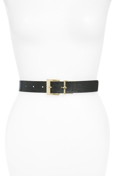 Kate Spade Reversible Saffiano Leather Belt In Black | ModeSens