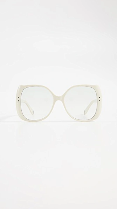Gucci Handmade Acetate Sunglasses In Solid Ivory/green Gradient