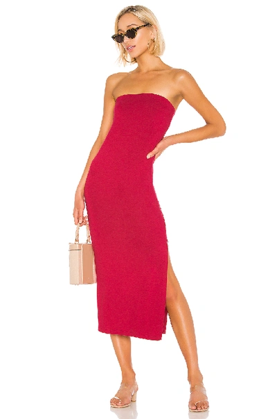 Enza Costa Jersey Side Slit Dress In Fuchsia Red