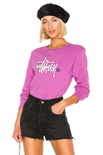 Stussy Basic Logo Tee In Pink. In Berry