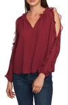 1.state Ruffle Cold Shoulder Top In Berry Charm
