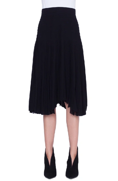 Akris Stitched Drop Waist Chiffon Skirt In Black