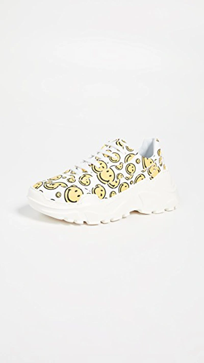 Joshua Sanders Zenith All Over Smile Sneakers In White/yellow