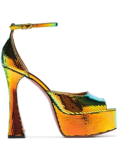 Amina Muaddi Multicoloured Bianca 140 Platform Leather Sandals In Multicolor