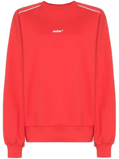 Ader Error Oversized Contrast-piping Cotton-blend Sweatshirt In Red