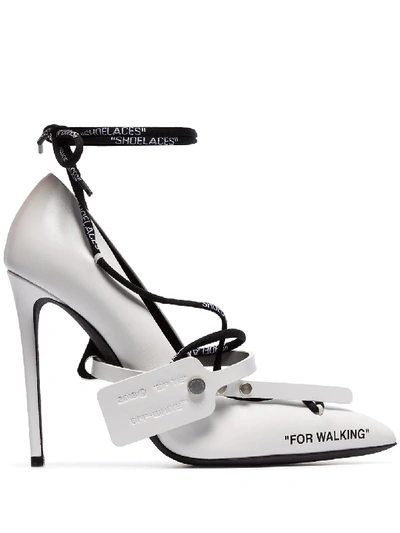 Off-white Zip Tie Lace-up Leather Pumps In White
