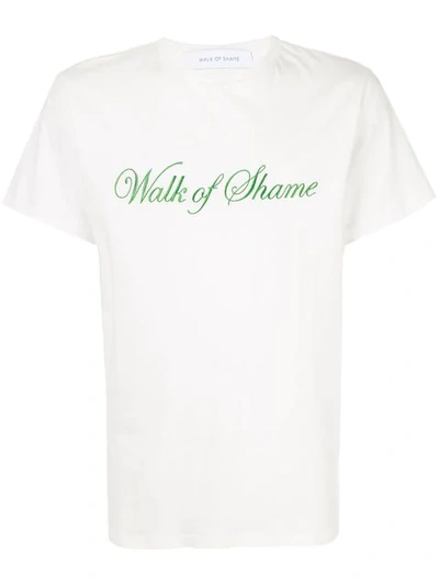 Walk Of Shame Logo Embroidered Crew Neck T-shirt - White