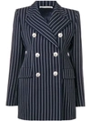 Alessandra Rich Pinstriped Blazer In Blue