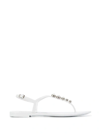 Sergio Rossi Women's Embellished Thong Sandals In White