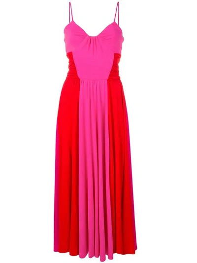 Msgm Two Tone Midi Dress In Pink/red