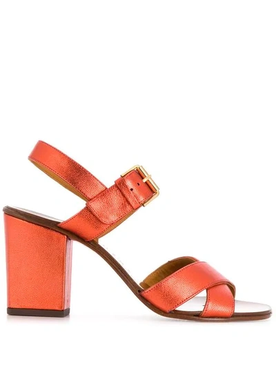Chie Mihara Metallic Block Heel Sandals In Red