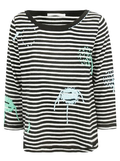 Saverio Palatella Embroidered Striped Jumper In Black/ivory