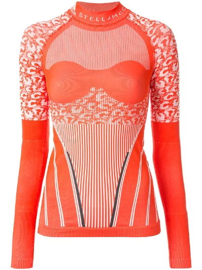 Adidas By Stella Mccartney Long Sleeve Sport Top In Orange