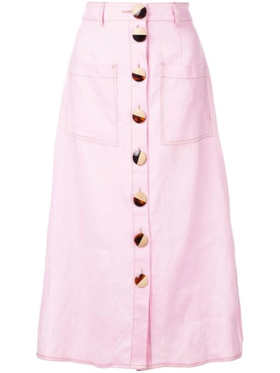 Nicholas Front Button Skirt In French Pink