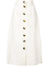 Nicholas Front Button Skirt In White