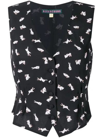 Alexa Chung Rabbit Print Vest In Black