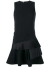 Victoria Victoria Beckham Pleated Trim Short Dress In Black