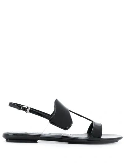 Prada Patent Leather Sandals In Black