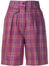 Etro Plaid High-waisted Shorts In Pink