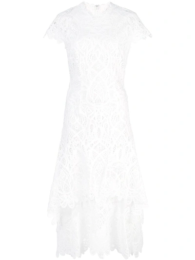 Jonathan Simkhai Tiered Lace Midi Dress In White