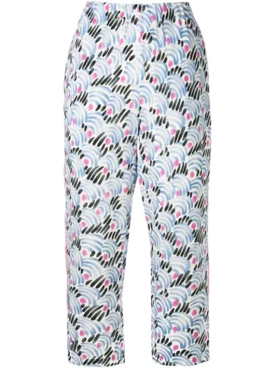 Marni Printed Cropped Trousers In White