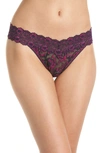 Hanky Panky Cross Dyed Regular Rise Thong In Navy/ Bright Amethyst Pink