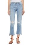 Mother The Insider High Waist Crop Step Fray Hem Bootcut Jeans In The Problem With Miracles