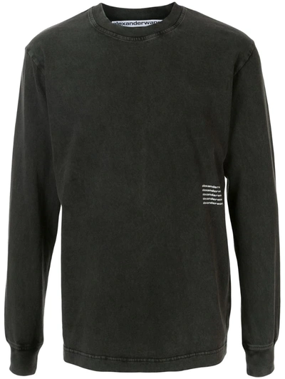 Alexander Wang Acid Wash High Neck Pullover In Black