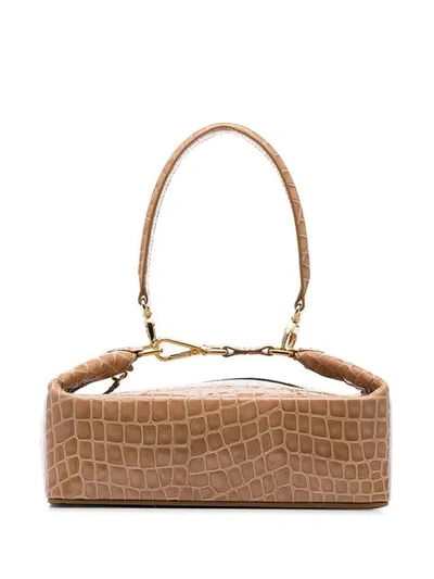 Rejina Pyo Olivia Croc Leather Box Bag In Brown