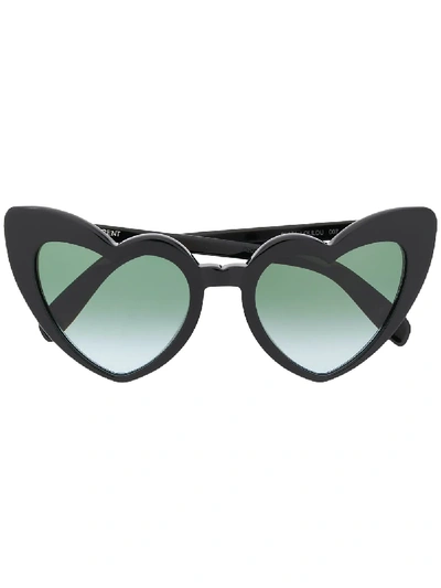 Saint Laurent Heart-shaped Sunglasses In Black