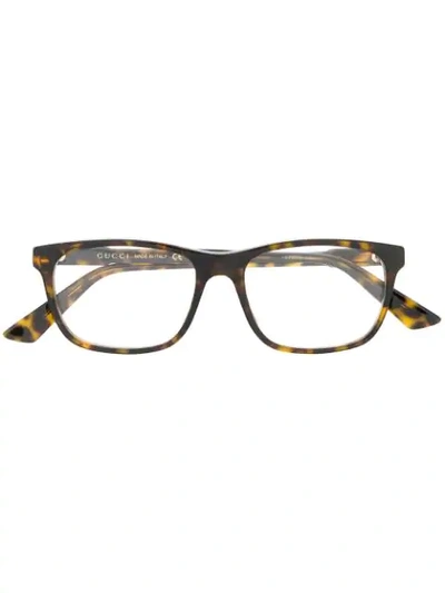 Gucci Rectangular Frame Glasses In Brown