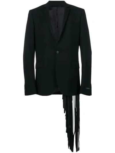 Les Hommes Fringed Detail Blazer In Blue