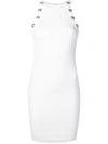 Balmain Button-embellished Pointelle-knit Midi Dress In White