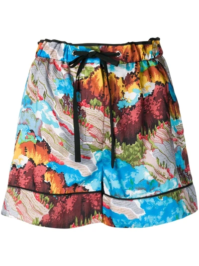 Victoria Victoria Beckham Patterned Shorts In Blue