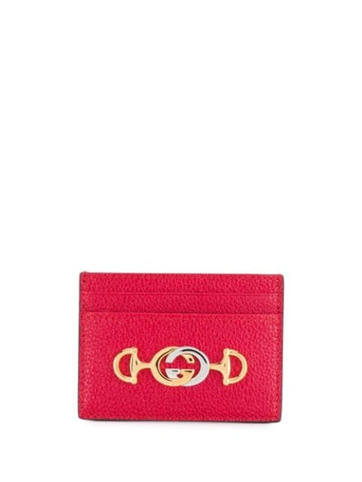 Gucci Double G Horsebit Card Case In Red