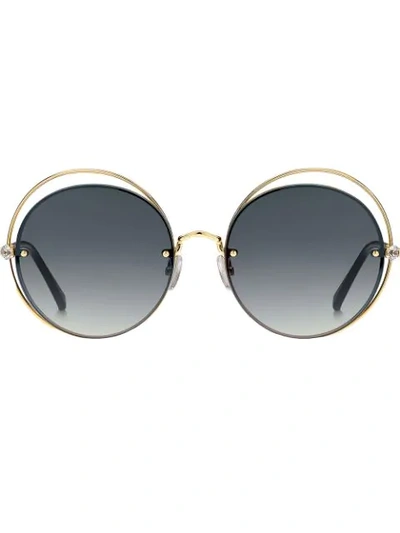 Max Mara Rhinestone Embellished Sunglasses In Gold