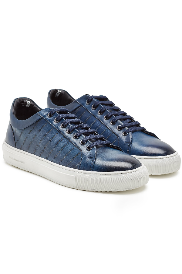 Karl Lagerfeld Printed Leather Sneakers In Blue | ModeSens