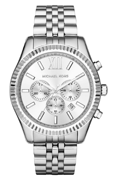 Michael Kors 'lexington' Chronograph Bracelet Watch, 44mm In Silver